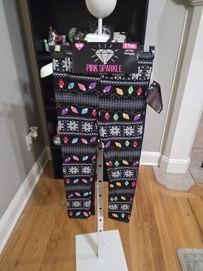 Girls' Black Holiday Light Print Leggings Set